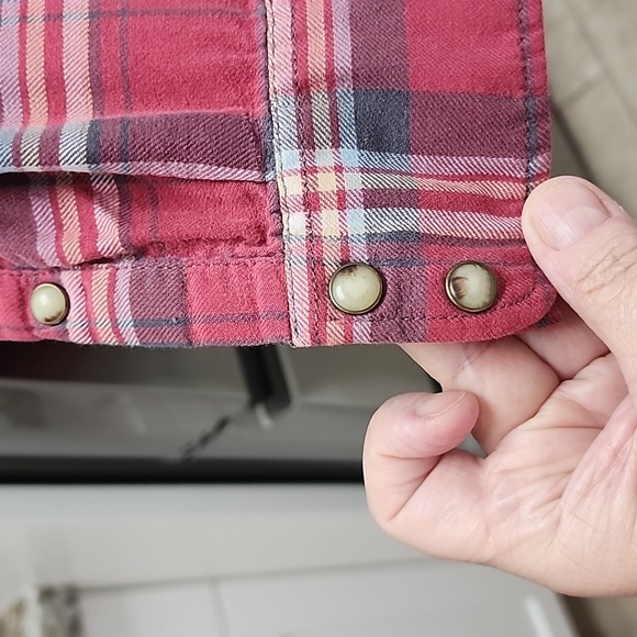 Jachs Girlfriend Womens Multicolor Bea Flannel Collared Button Down - Picture 5 of 10